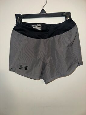 Under Armour Gray Athletic Running Shorts with Black Waistband